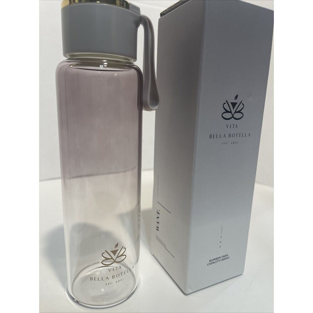 Vita Bella Botella| Eco - Friendly High Borosilicate Gray Glass Bottle, 400ml - Picture 2 of 6